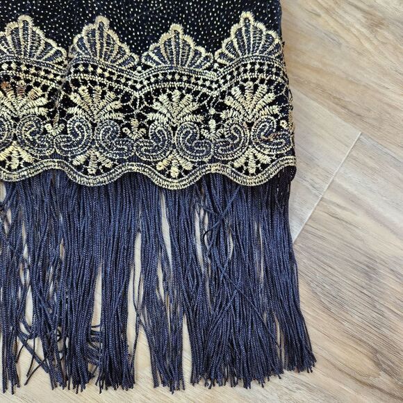 💜Black & Gold Flapper Costume Dress Small - Picture 12 of 16